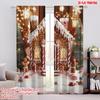 2Pcs 2D Flat printingChristmas Winter Curtains Gingerbread House Merry Xmas Snow Tree Eve Party Snowflake Suitable For Bedroom