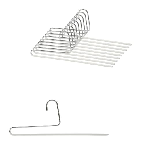 MAWA German Non-Slip Hangers for Pants and Skirts, KH35/U, 10-Piece Set, White, 10-Year Warranty