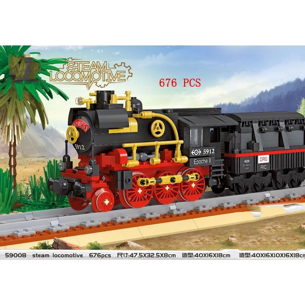 City Train Set Steam Bullet Vehicle Cargo Railway Station Model Building Blocks Brick Tracks Rail No Motor Kits Carriage Kid Toy