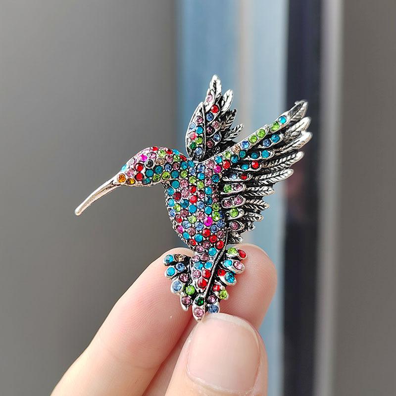 High-End Rhinestone Hummingbird Brooch Animal Brooch Clothing Bird Pin Brooch