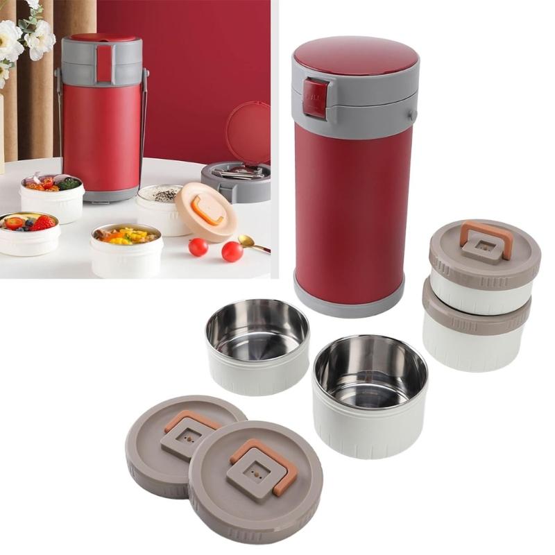 Insulated 304 Stainless Steel Food Jar 2.9L Includes Cutlery Set Practical Leak Proof Lunch Box with Carrying Bag