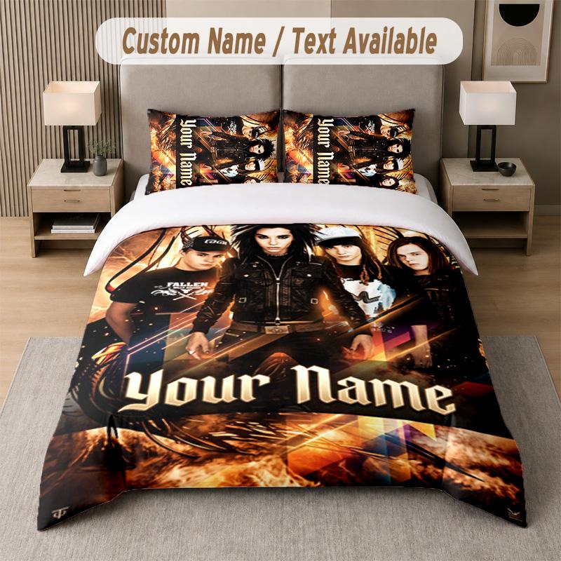 Tokio Hotel 3Pcs Bedding Set, Personalized Custom Name Text, 1 Duvet Cover & 2 Pillowcases For Bedroom