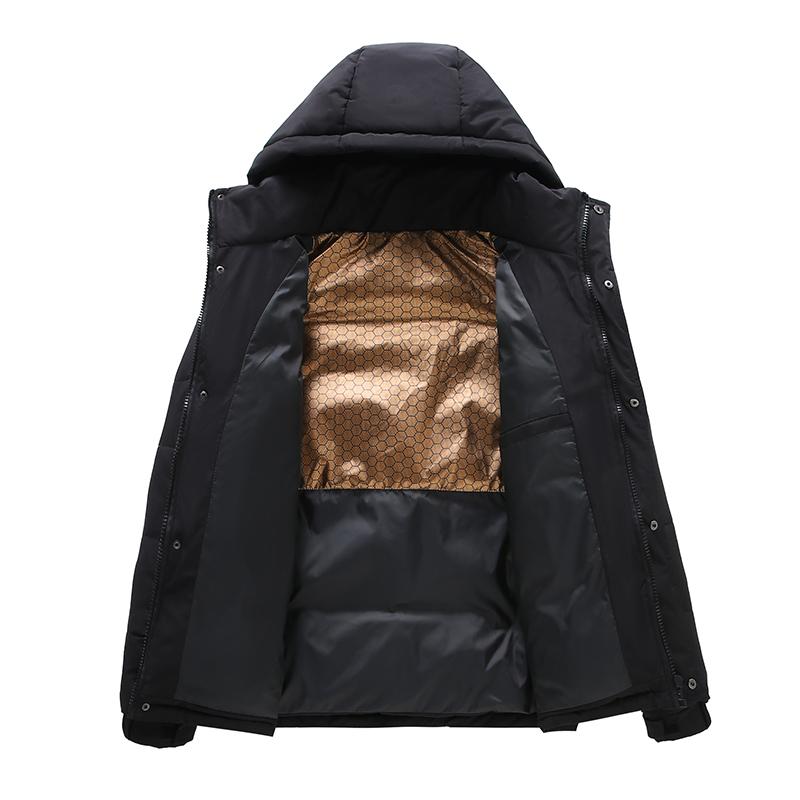 Zimowa nowa wiatroszczelna kurtka puchowa z kapturem męska, swobodna, gruba i ciepła odzież