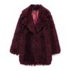 Damen Notched Lapel Langarm Kunstpelzmantel Lockerer Schnitt Streetwear Flauschige Jacke