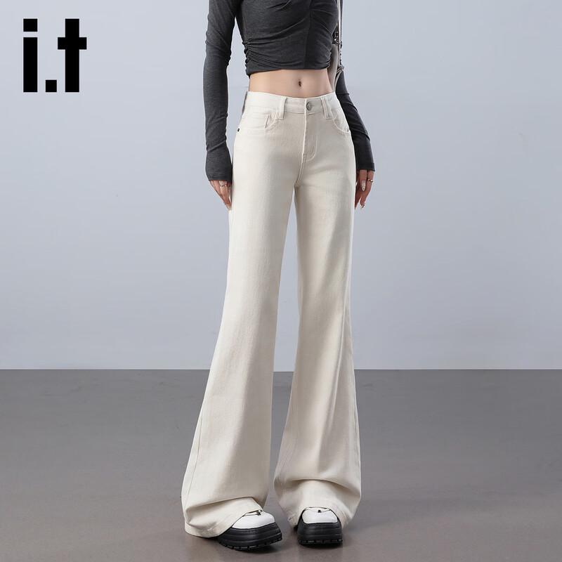 Izzue It Women's High-Waist Slim Flare White Jeans