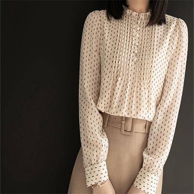 Dámské letní halenky dámské topy dámské košile halenka košilka femme blusas šifon tečkovaný top s dlouhým rukávem dámská mujer