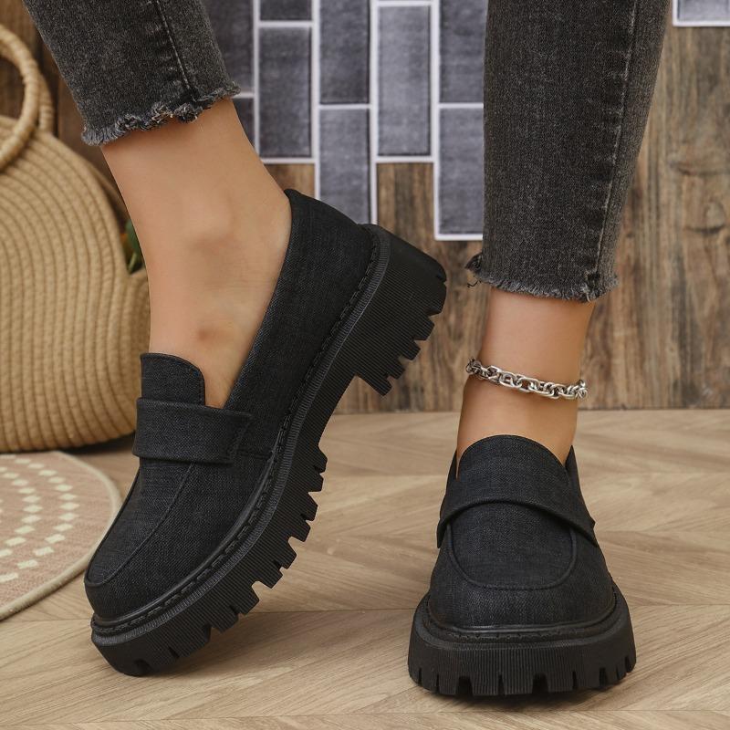 Spring and Autumn New One-pedal Small Leather Shoes Women's Retro Platform Casual Versatile Single Shoes