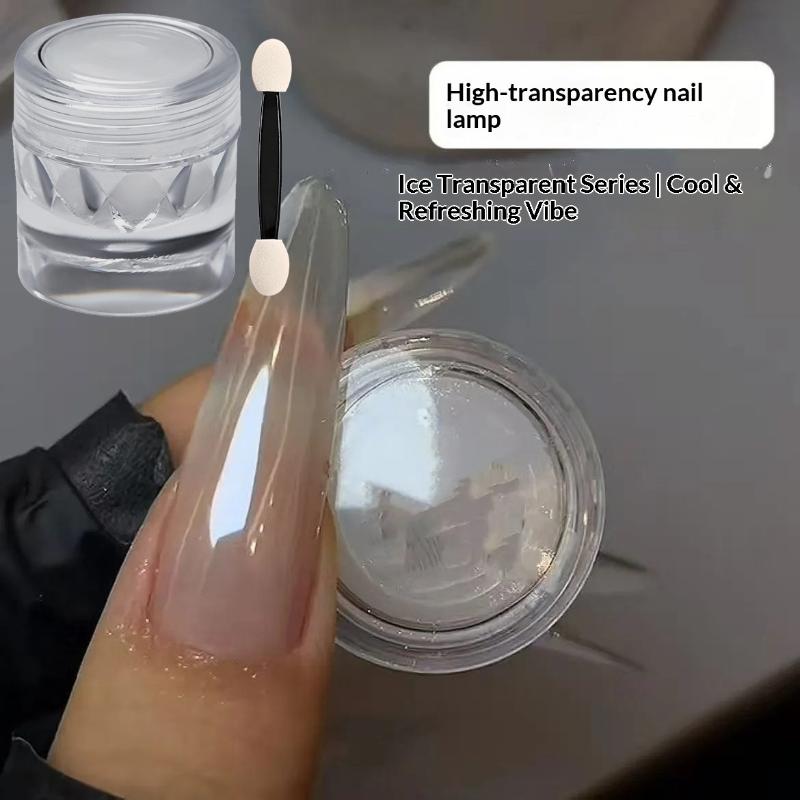 Iridescent Moonlight Pearl White Nail Powder 0.4g 1 Set Glossy Mirror Effect for Wedding Nail Art Design Decoration