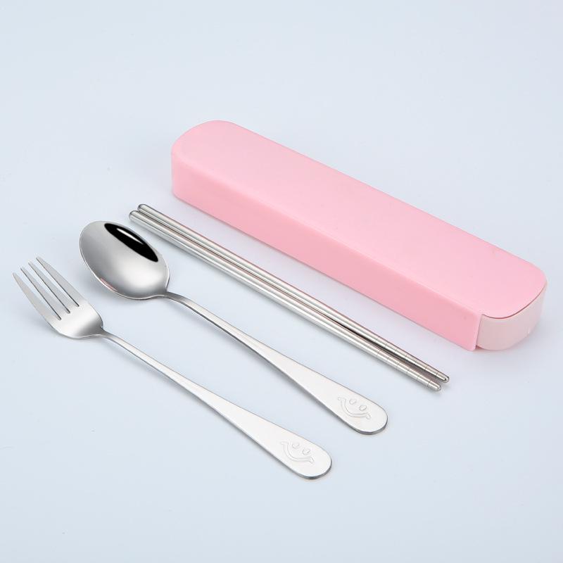 Portable Stainless Steel Cutlery Set: Spoons, Chopsticks, Knife, Fork - Three-Piece Set