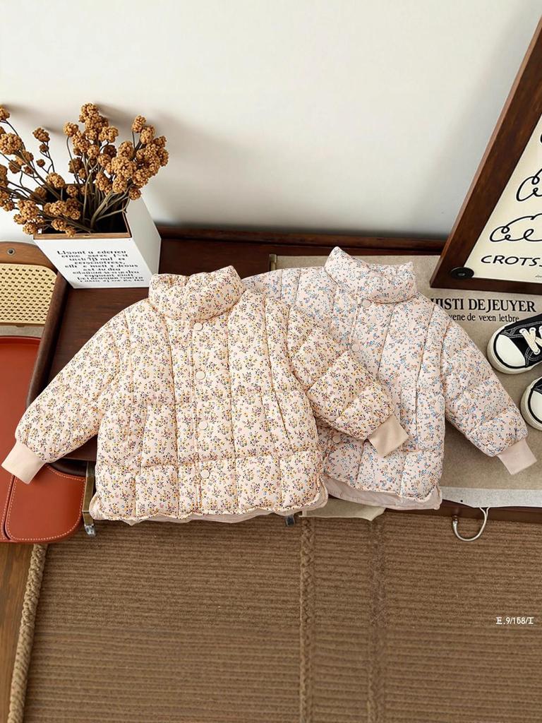 2025 Girls' Floral Cotton Jacket – Autumn/Winter Korean Style for Little Kids
