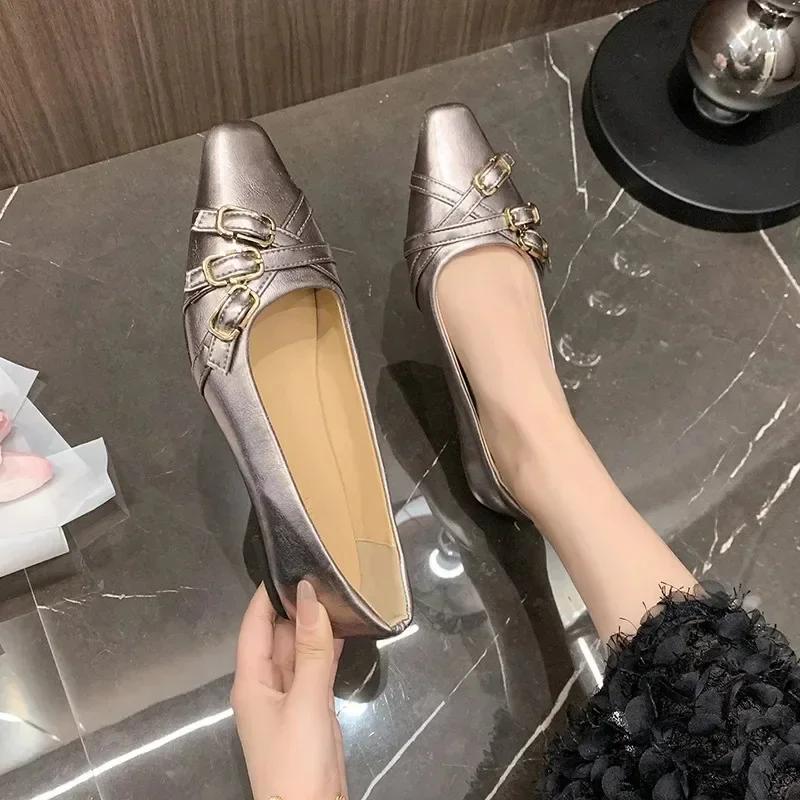 Fashion French Style High-End Feel Cross Strap Mary Jane Flats Women's Shoes 2025 Spring New Style Versatile Bean Shoes For Adults