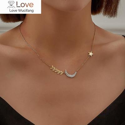 Strieborné mesačné náhrdelníky z nehrdzavejúcej ocele Elegantné náhrdelníky s kamienkami pre módne dievčatá Šperky Collier