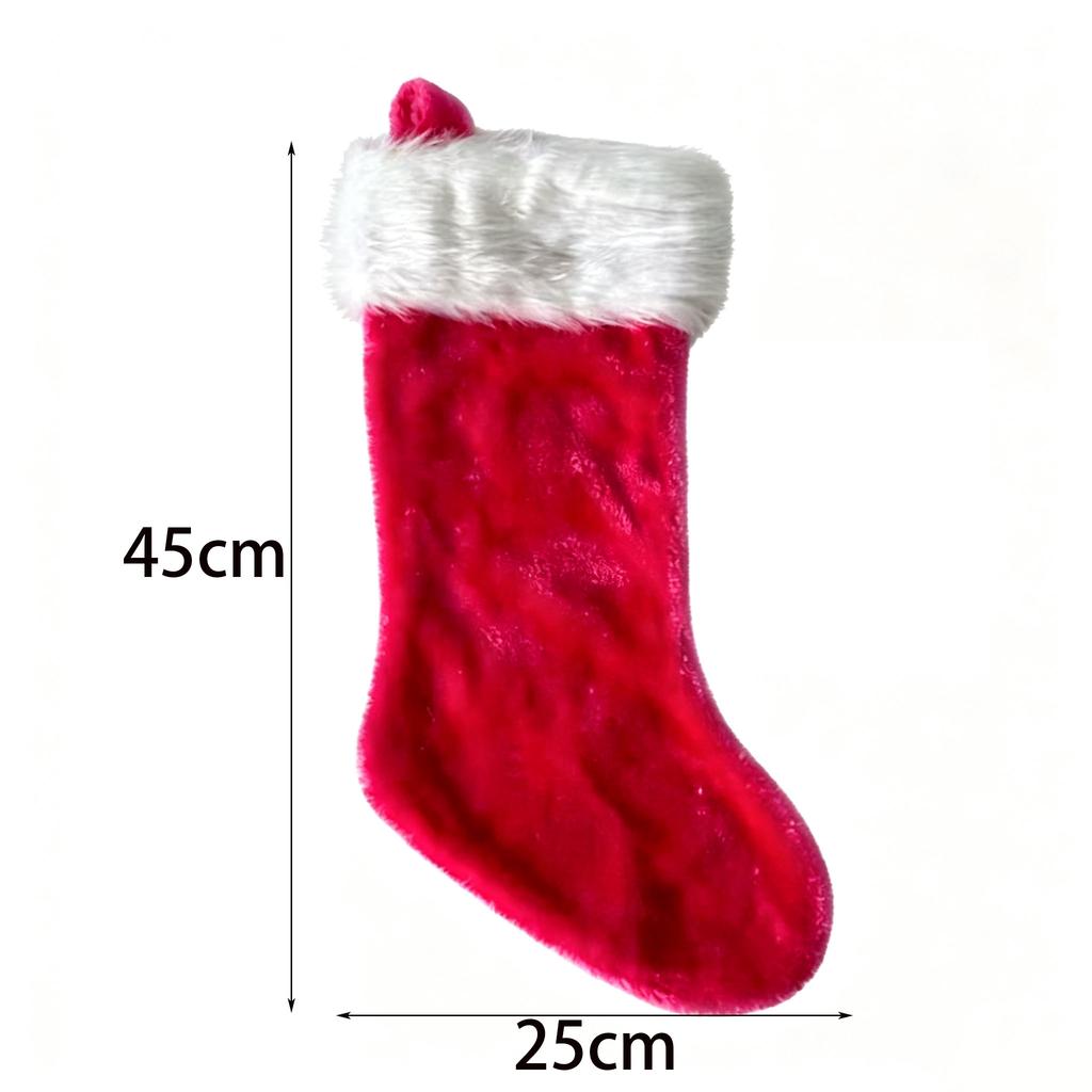 Red Plush Christmas Stockings Fireplace for Family Decorations Holiday 2026 Xmas Gift Bag - 1 Pack