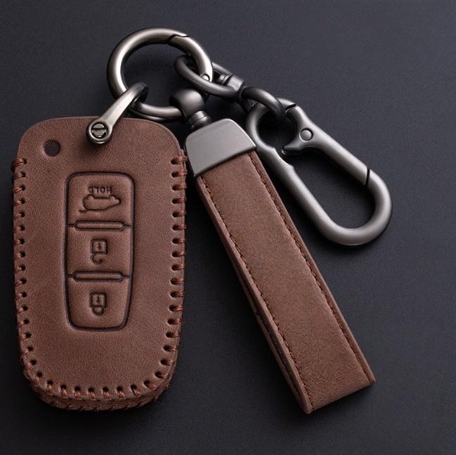 Leather Car Key Case Cover Accessories For  Solaris HB20 Veloster SR IX35 Accent Elantra i30 For KIA RIO K2 K3 Sportage