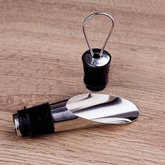 Stainless Steel Liquor Pourer Free Flow Wine Bottle Bar Tools with Stopper Set
