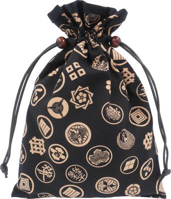 Handmade Workshop FUJITA Drawstring Bag with Lined Family Crest and Black Stamp Book Made In Japanese Japanese Accessories Bag, Japan, Accessories,