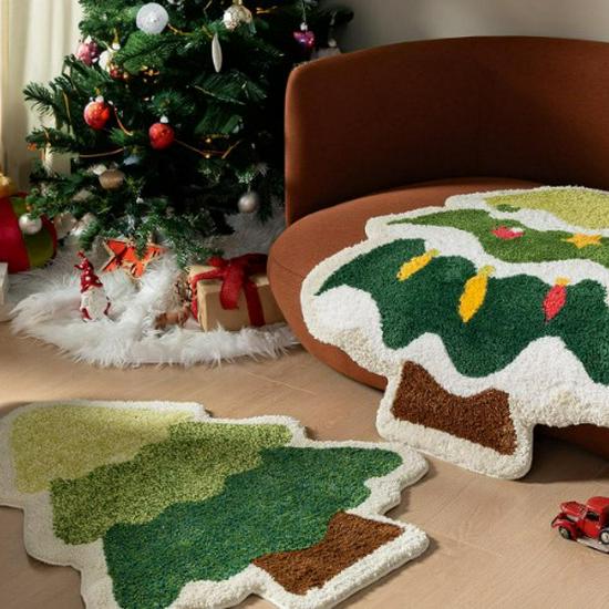 Alien Snowflake Christmas Cartoon Rug - Non-slip, Easy Care, Imitation Cashmere for Bedroom Decoration