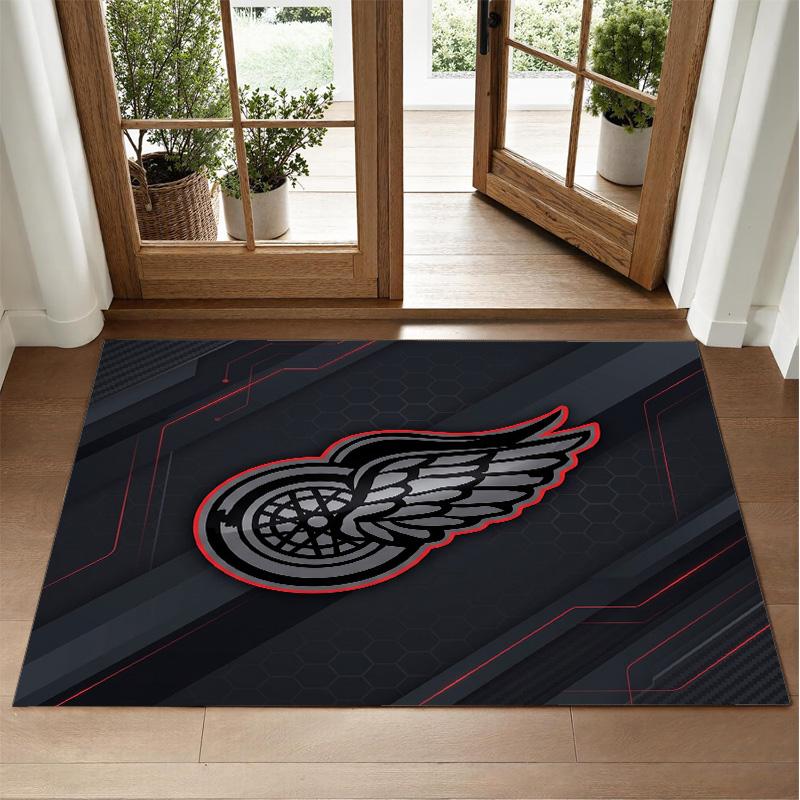 Detroit Red Wings Design Crystal Velvet Rug Soft Decorative Mat for Bedroom Entrance