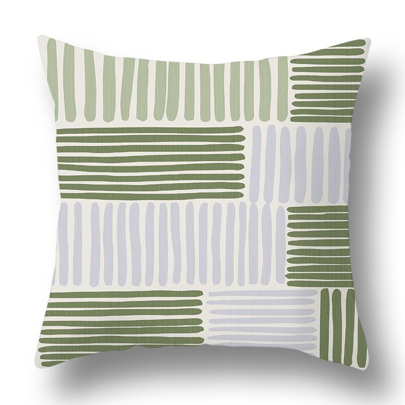 Nordic Abstract Green Geometric Pillowcase Flower Print Home Petal Velvet Pillow Cushion Cover
