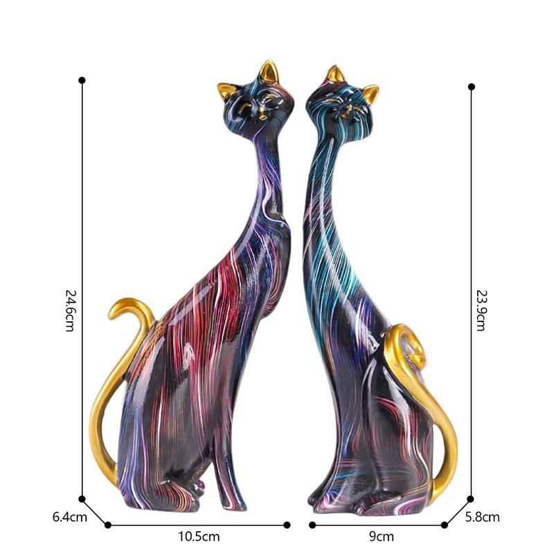 Oil Painting Couple Cat Figuirnes Decoration Home room Desktop Statue Ornaments Items Villa Club Sculpture Accessories Crafts