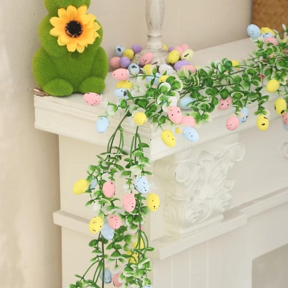 210cm Artificial Easter Egg Wreath Artificial Material Colorful Spring Vine Decoration Vine Texture Egg Shape Festive Decor