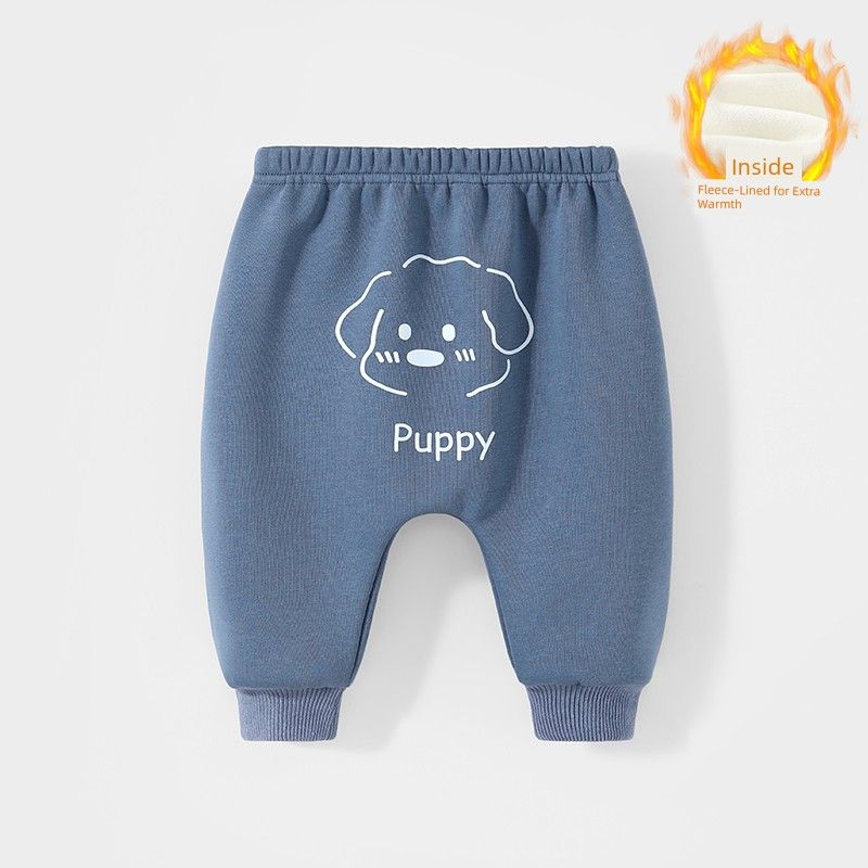 Baby Big Butt Pants, Autumn and Winter Fleece-Lined Pants for Boys and Girls, Autumn and Winter Long Pants, Casual Pants, Children's Pants Pp
