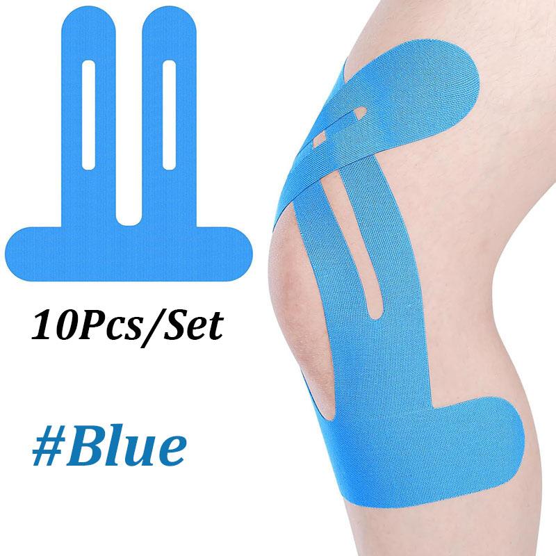 10PCS Precut Kinesiology Tape For Knees,Waterproof Elastic Breathable Knee Tape,Athletic Tape Provide Support Stability Running синий
