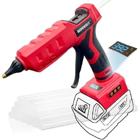 MONVICT 100W Cordless Glue Gun for Milwaukee 18V Battery, Upgraded Digital Temperature Adjustable Handheld Electric Power Full Size Heavy Duty Hot