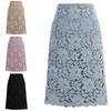 Bodycon Skirt Hollow Out Lace Elegant A-line High Waist Knee Length Skirt for Office