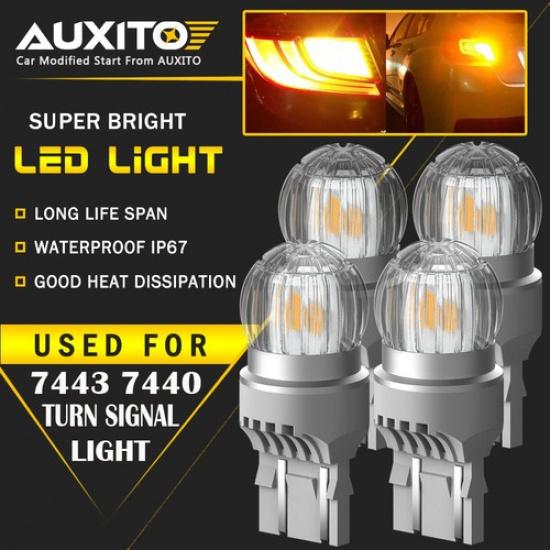 

4X 7443 7440 LED Turn Signal Parking Amber Light Bulbs Bright 6T EOA