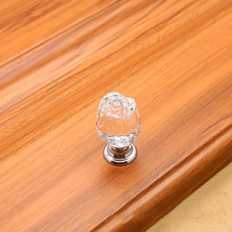 

Crystal Rose Flower Handle Pulls Single Hole Jewelry Box Furniture Handles Cupboard Cabinet Drawer Knobs Hardware Home Decor