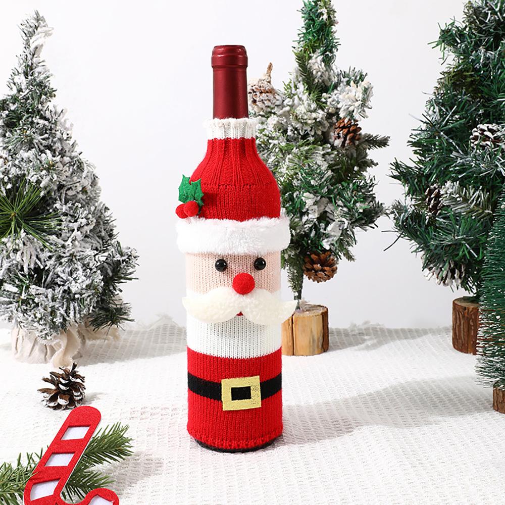 Runtowo 1pc Christmas Wine Bottle Cover, Santa Claus Snowman Reindeer Merry Christmas Decor for Home Xmas Gifts Navidad 2025