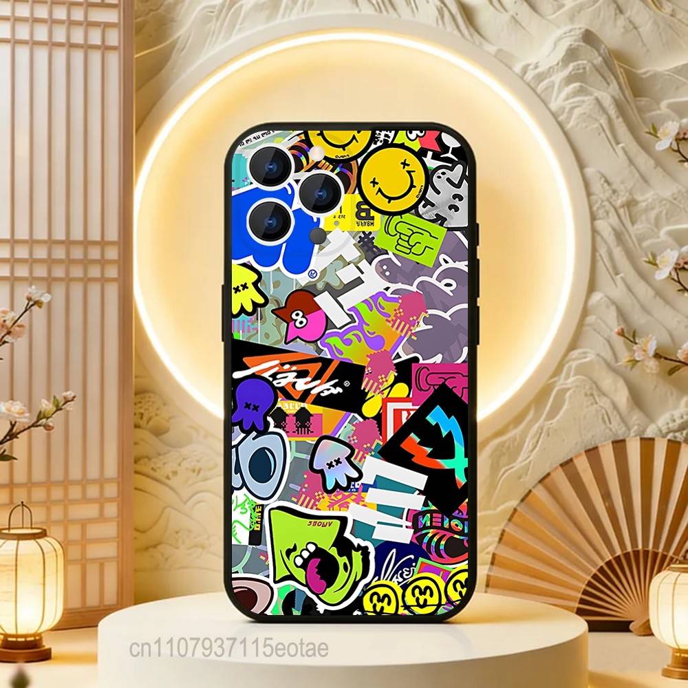 

Чехол для телефона S-Splatoon 3 Для iPhone 17,16,15,14,13,12,11,Pro,Max,Plus,E,Air,Mini Защитный Черный Чехол iPhone13mini