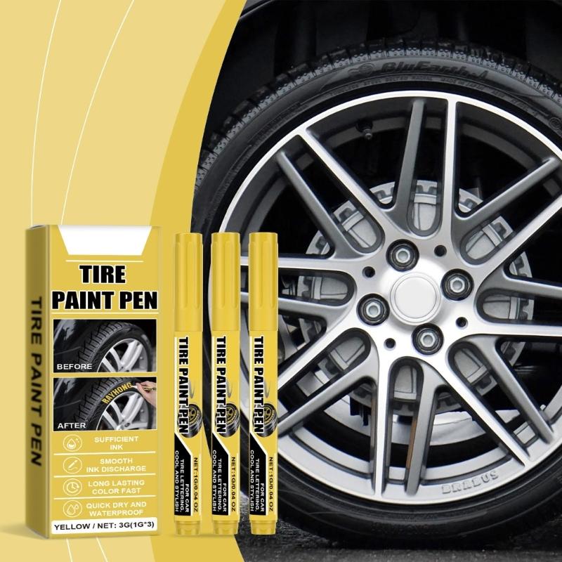 15Pcs Yellow Tire Paint Pen Quick Drying Water Resistant Yellow Tire Marker Pen For Car Tire Lettering Scratch Repair