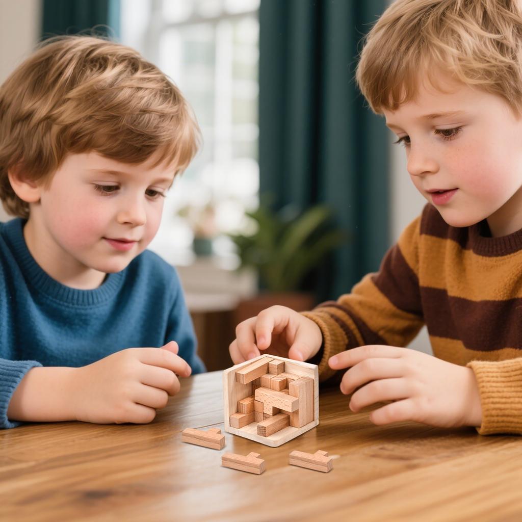 Color Boxed Decompression Assembled Blockss Wooden Three-dimensional Puzzles Kongming Lock Educational Toys Lu Bans Lock