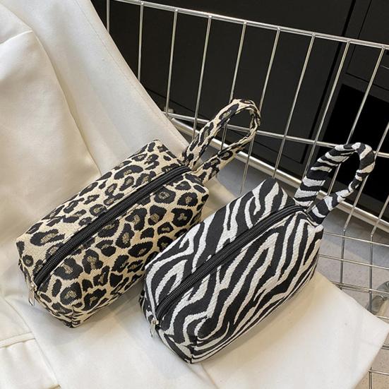 Cestovní kosmetická taška s potiskem leoparda a zebry, taštička na make-up se zipem na štětce na make-up, tužky, rtěnky