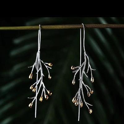 Huitan Einzigartiges Ästhetisches Ast-Design Hängeohrringe für Damen Romantische Hochzeitsfeier Verlobung Tägliche Accessoires Zirkon Geschenk