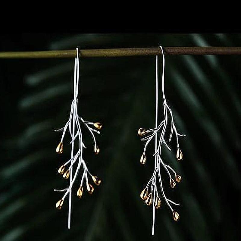 Huitan Unique Aesthetic Branch Design Hook Earrings for Women Romantic Wedding Party Engagement Daily Accessories Zircon Gift