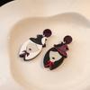 Silver Needle Witch-Inspired Asymmetrical Black & White Acrylic Earrings