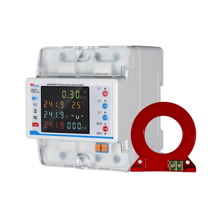 Smart Tuya 3-Phase WiFi Circuit Breaker with 4P, Color Screen, Remote Mobile Control, and Leakage Protection
