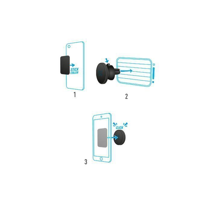 MOBILIS U.FIX Support Grille D'aération Pour Smartphone Universel Noir