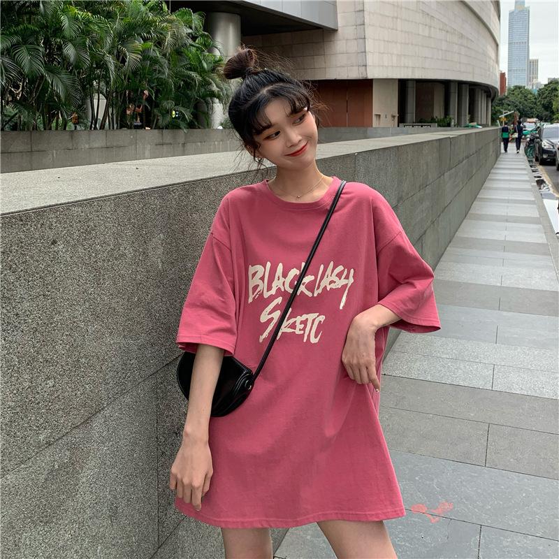Vintage Buchstabenprint Lässiges Oversize T-Shirt Sommer koreanisch Kurzarm T-Shirts für Damen Kleidung Harajuku Studenten Y2k Oberteile Streetwear