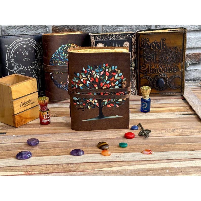 Ledertagebuch Lebensbaum - Notizbücher aus echtem Leder für Frauen - Schönes Tagebuch für Skizzenbuch Reisebuch Blanko-Zauberbuch