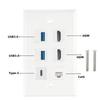 HDTV Keystone Wall Plate Cat6 2xUSB3.0 1x Type C 1x CAT6 RJ45 Ethernet Type Port HDTV Decorative Connector Wall Plate