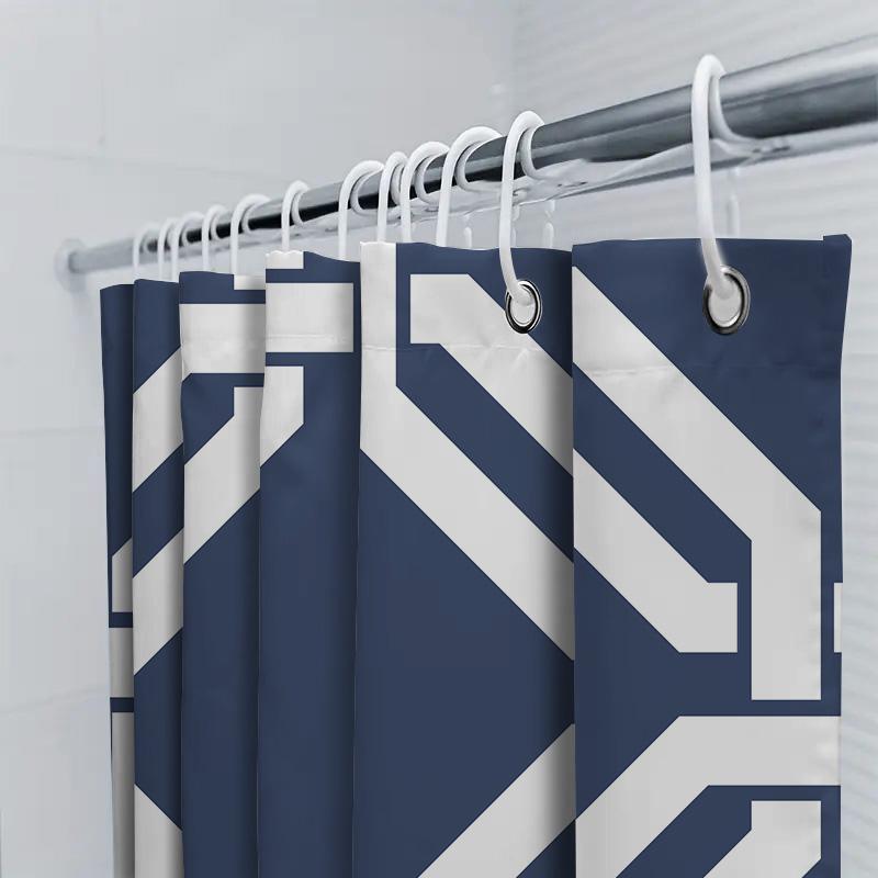 Unique Blue And White Shower Curtain With Modern Design Waterproof Fabric For Bathroom Decorations