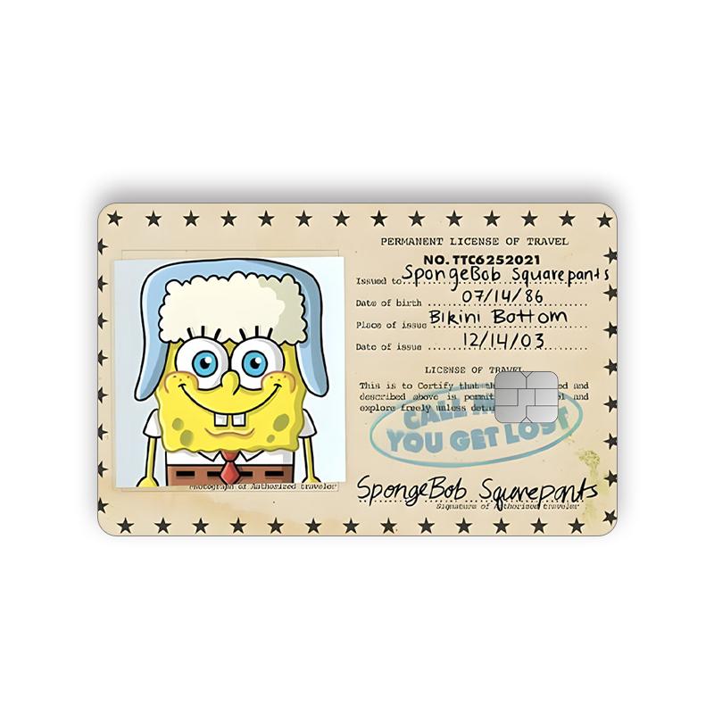 Name Spongebob Card Sticker Diy Kawaii Decor Exquisite Bank Cards Student Study Supplies Decals Patch Documents Birthday Gift