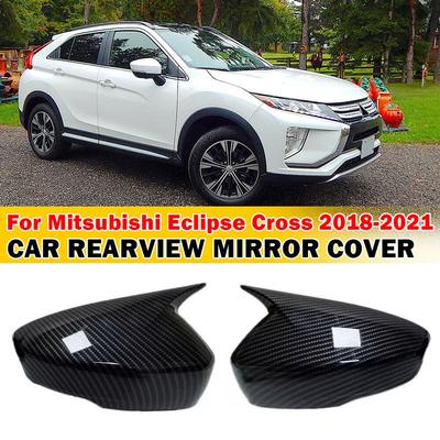 For Mitsubishi Eclipse Cross 2018- Car Sticker Rearview Side Mirror Cover Wing Cap Exterior Door Rear View Case Trim Carbon
