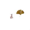 Ginkgo Cat Fireplace Ornament Iron Leaves Animal Sculpture Decorative Figurine Abstract Wall Craft