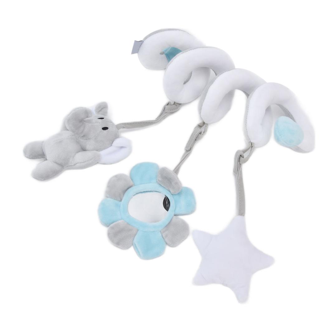 Baby Plush Animal Stroller Toys Spiral Activity Hanging Toys Ringing Bell Crib Stroller ToysGray