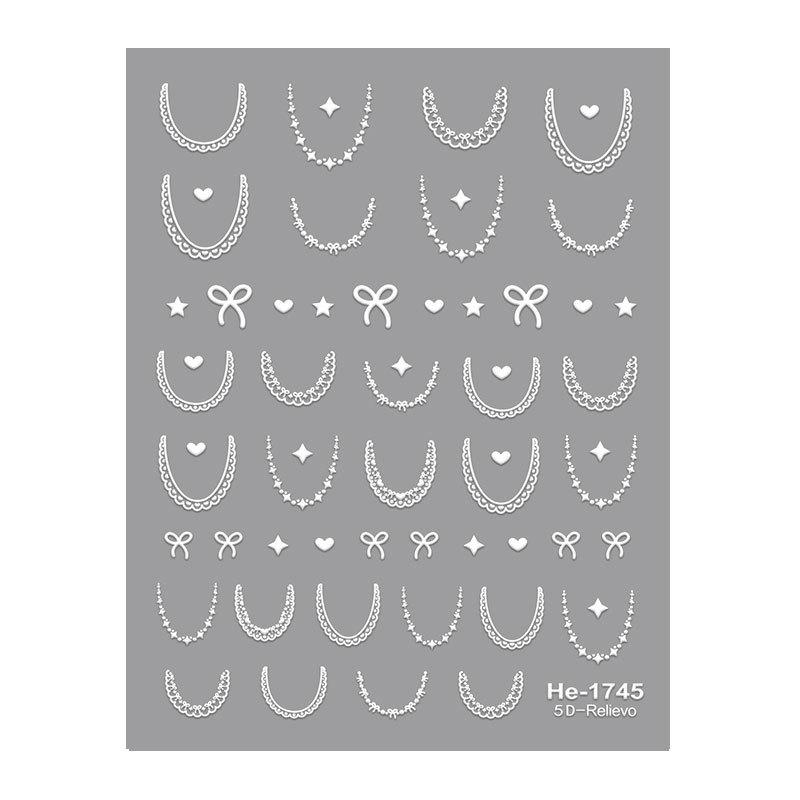 Redanco 5D Embossed French Lace Nail Stickers - 3D Hot Style Decals